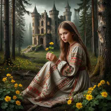 Цветки чистотела в руке у девушки чистотела