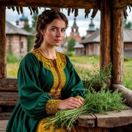 Женщина сидит за столом с мятой