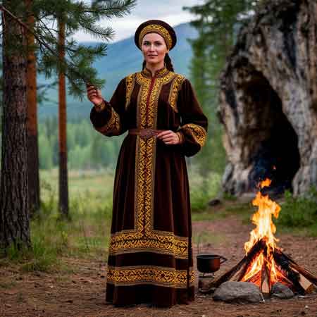 Держит в руке ветку хвои, будет лечить инсульт