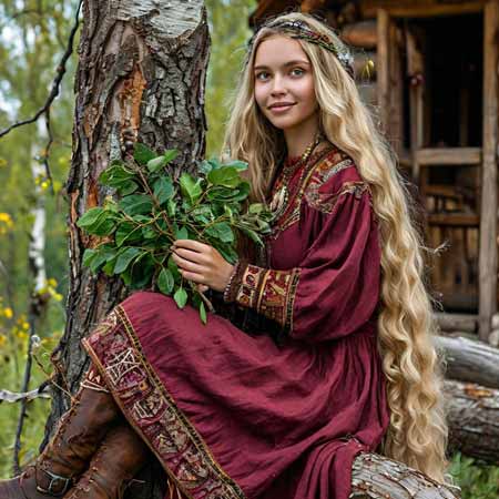 Народная целительница держит в руках зверобой