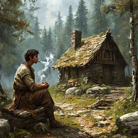 Народный целитель около хижины