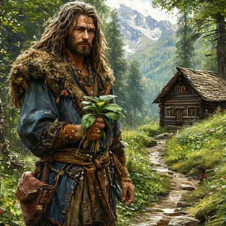 Собирает травы от диареи