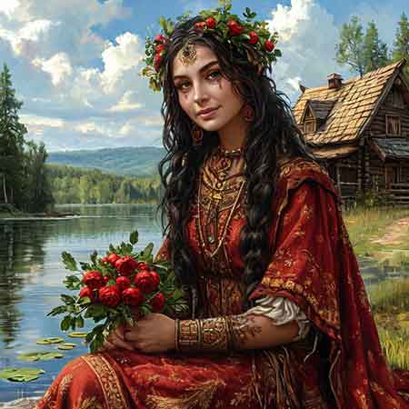 Девушка на берегу озера