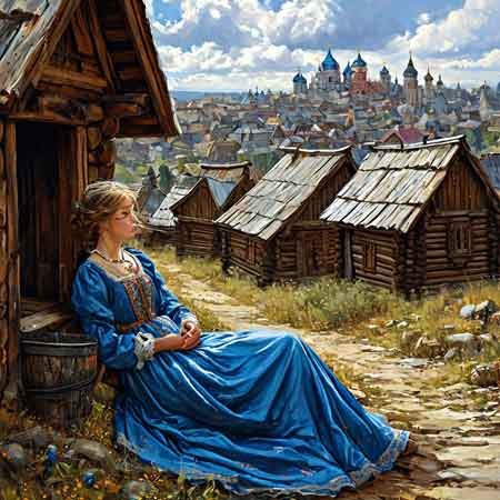 Народная целительница лежит около дома