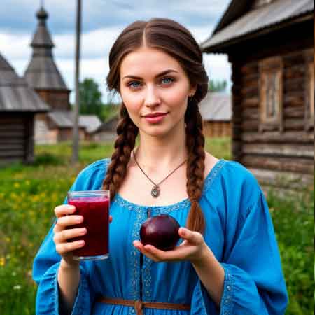 Женщина держит в руках свекольный сок и чернослив