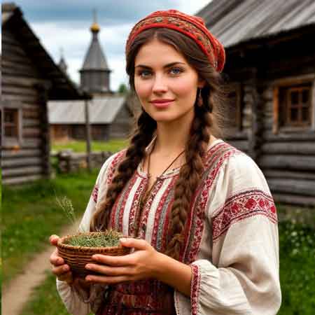 Народная целительница держит в руках лечебные средства