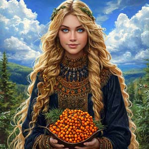 Девушка с корзиной бярышника