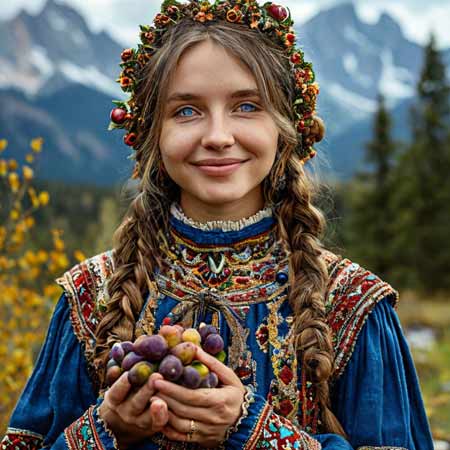 Девушка с виноградом