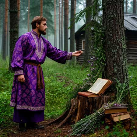 Знахарь готовится лечить аллергию