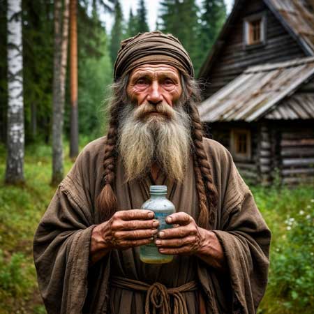 В руке у народного целителя склянка с прополисом от аллергии