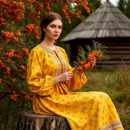 Больная экземой держит в руках облепиху