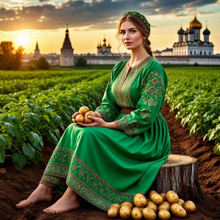 Лекарь держит в руке картофель, будет лечить мозоли на пальцах