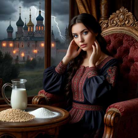 Девушка готовится лечить отеки под глазами молоком